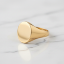 Anel Signet Oval Banhado a Ouro 18K